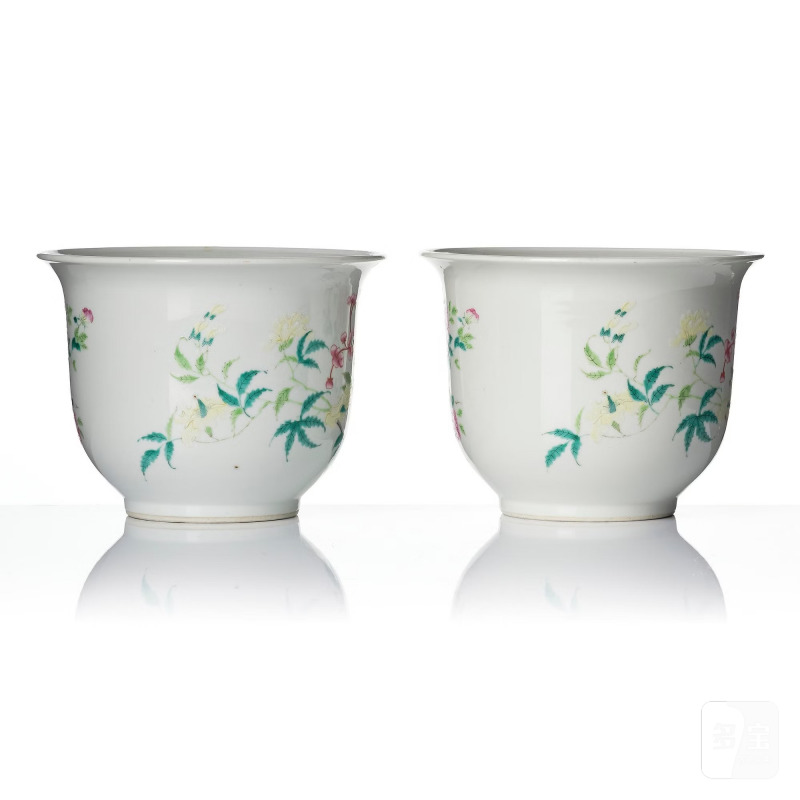 A pair of famille rose flower pots, - 图4